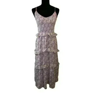 Meraki Tiered Floral Chiffon Dress Ruffles‎ NWT Size Medium